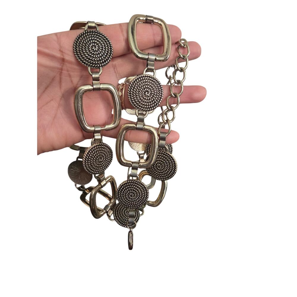 Vintage 90s Y2K Gold Bronze Tone Metal Chain Link Belt Hip Waist Adjustable Boho